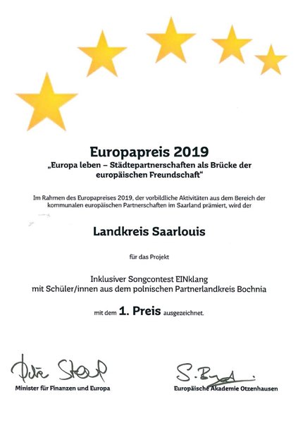 Europapreis-Einklang-Urkunde-2019